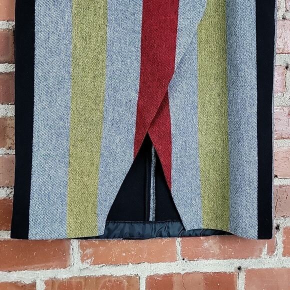 ASOS Women's Polyester Wool Blend Striped Wrap Full Length Skirt 12 - Picture 3 of 11